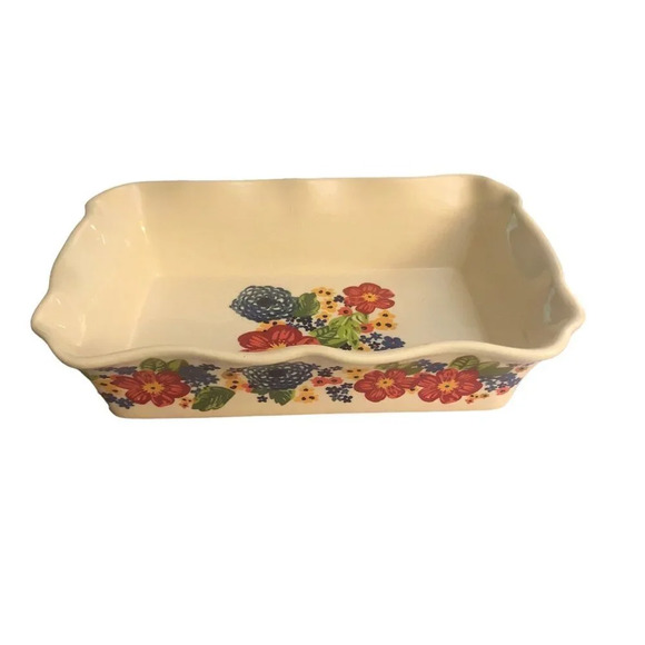 The PIONEER WOMAN Sweet Romance Blossoms Baker Rectangular Casserole Dish Baking - Picture 1 of 10